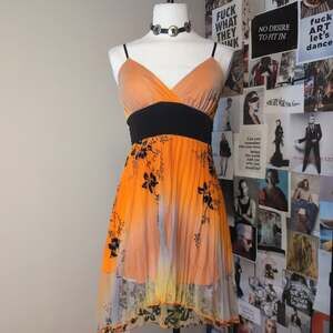 Floral Mesh Ombre Sleeveless Mini Fairy Dress